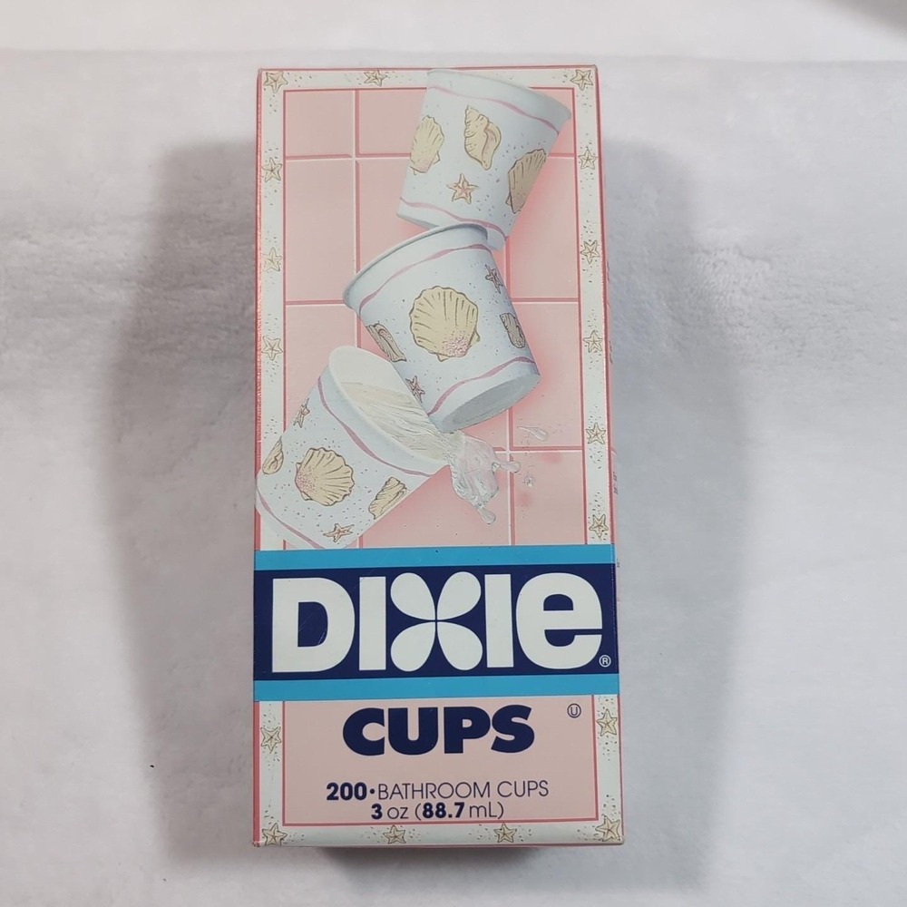 New Vtg Dixie Sea Shell Bathroom Cups 3 Oz 200 Count Discontinued Pink NOS 1993